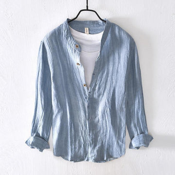 Linen Leisure Long Sleeve Solid Color Shirt