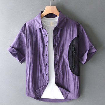 Mountain Outdoor Color Matching Short Sleeve Shirt Men's American Style